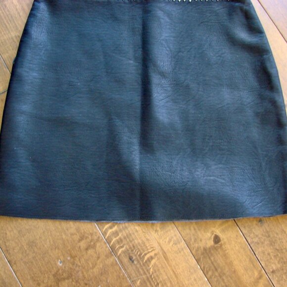 SUNCOO Paris Black Leather Mini Skirt Silver Studs Moto Grunge Size Small - Picture 13 of 13